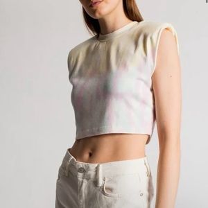 NWOT AllSaints Revolve Coni Tie Dye Shoulder Pad Crop Top
